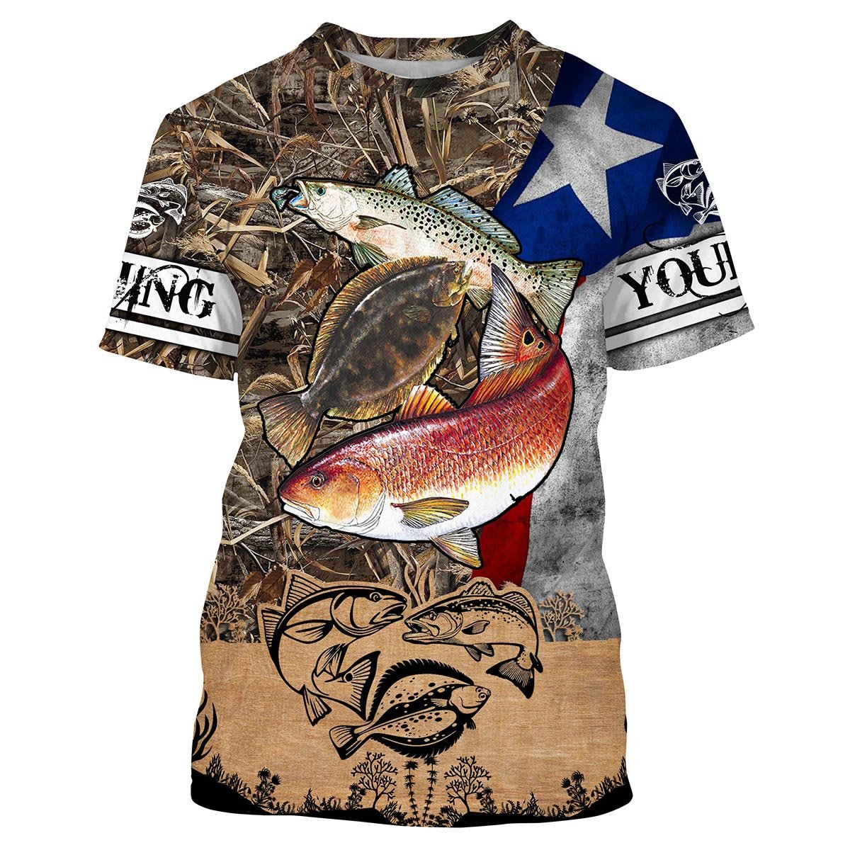 BlueJose Texas Slam Flag Fishing Custom Name 3D Shirts