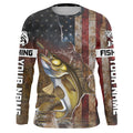 BlueJose Personalized American Flag Walleye Fishing Shirts, Patriotic Walleye