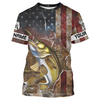 BlueJose Personalized American Flag Walleye Fishing Shirts, Patriotic Walleye