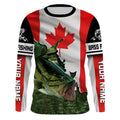 BlueJose Largemouth Bass Fishing 3D Canada Flag Patriot Custom Name All Over Print Shirts - Personalized Fishing Gift For Men And Women