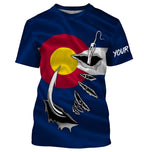 BlueJose Co Fishing 3D Fish Hook Colorado Flag   Quick Dry Customize Name Long Sleeves Shirts  Personalized  Gift For Fishing Lovers