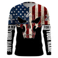 BlueJose American Flag Fish Reaper Custom Long Sleeve Shirts , Personalized Patriotic Fishing Gifts