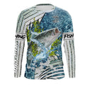 BlueJose Striped Bass Fishing Custom Scales Water Camo Fishing Shirt | Long Sleeve, Long Sleeve Hooded