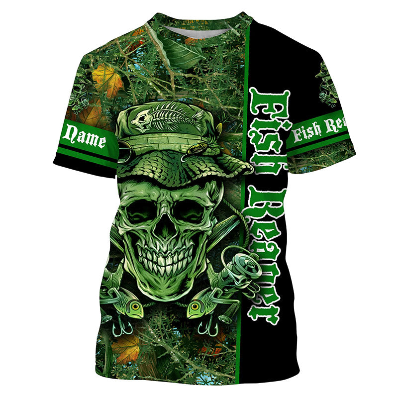 BlueJose Fish Reaper Fishing Green Camouflage Custom Long Sleeve Fishing Shirts