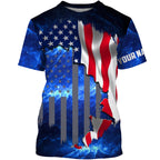 BlueJose American Flag Universe Patriotic Custom Name All Over Print Shirts - Personalized Fishing Gift
