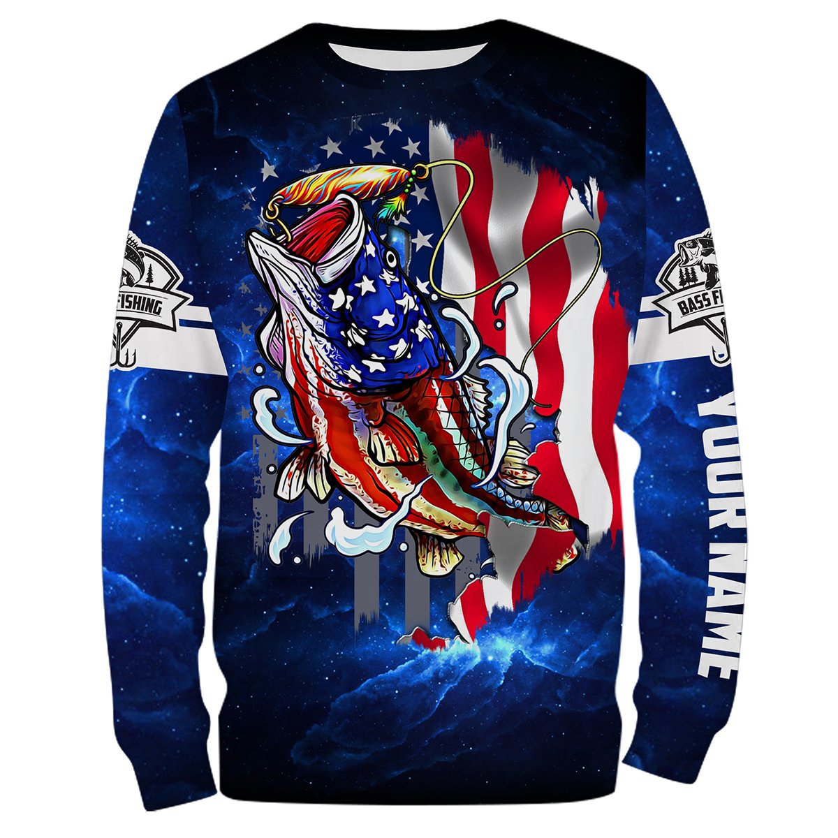BlueJose Personalized Bass Fishing 3D American Flag Patriotic Shirts