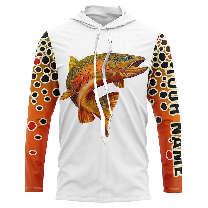 BlueJose Brown Trout Fishing Shirts White Trout Scales Fishing Jerseys