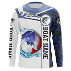 BlueJose Red Snapper Fishing Blue Camo American Flag Custom Name And Boat Name 3D Shirts