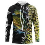 BlueJose Crappie Fishing Green Scale Customize Name Performance Long Sleeve Fishing Shirts