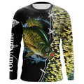 BlueJose Crappie Fishing Green Scale Customize Name Performance Long Sleeve Fishing Shirts