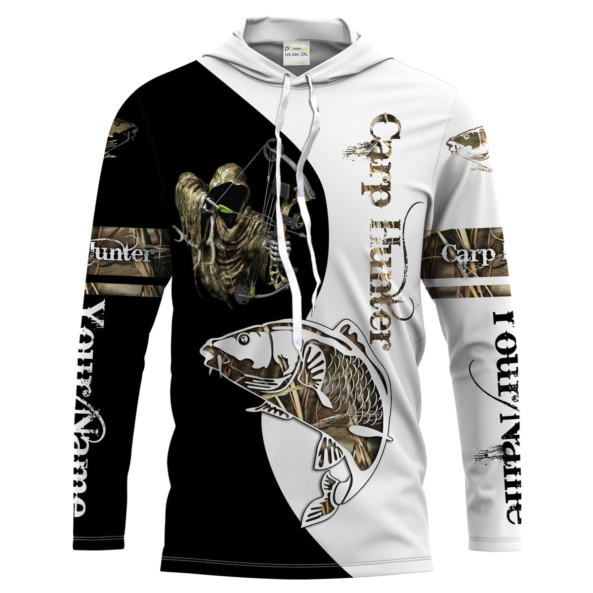 BlueJose Carp Hunter Bow Fishing Camo Customize Name 3D Shirts
