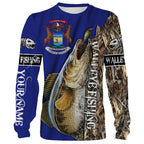 BlueJose Walleye Fishing Michigan Flag Customized Name 3D All Over Print Shirts Personalized