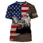 BlueJose Largemouth Bass Fishing American Flag Customize Name All Over Printed Shirts Personalized Fishing Gift
