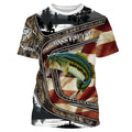 BlueJose Custom American Flag Patriotic Bass Fishing Shirt