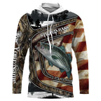 BlueJose American Flag Patriotic Striped Bass Fishing 3D Shirts