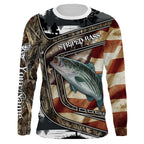 BlueJose American Flag Patriotic Striped Bass Fishing 3D Shirts