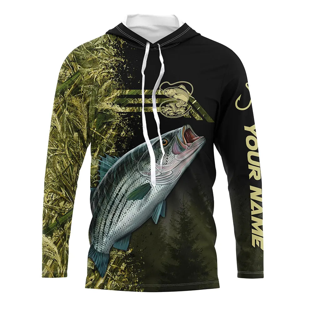 BlueJose Custom Striped Bass Fishing Camouflage Personalized Name 3D Shirts