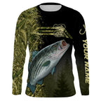 BlueJose Custom Striped Bass Fishing Camouflage Personalized Name 3D Shirts