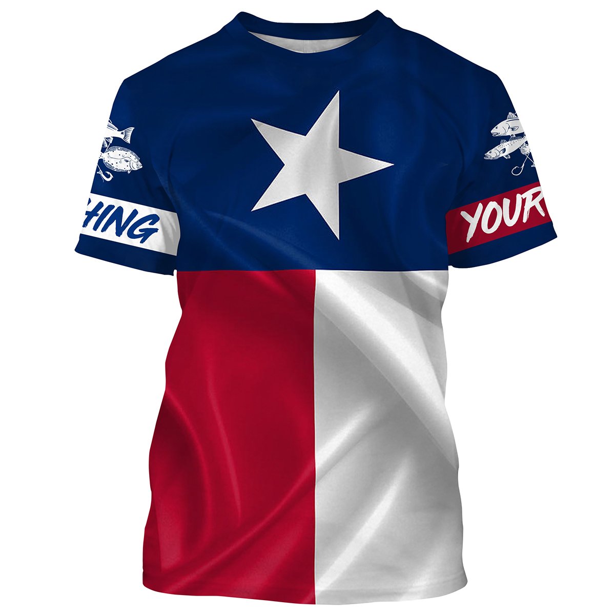 BlueJose Texas Slam Redfish Puppy Drum, Speckled Trout, Flounder Texas State Flag Customize Name All Over Printed Shirts