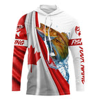 BlueJose Canadian Flag Patriotic Walleye Fishing Custom Name 3D Long Sleeve Fishing Shirts