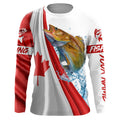 BlueJose Canadian Flag Patriotic Walleye Fishing Custom Name 3D Long Sleeve Fishing Shirts