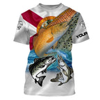 BlueJose Inshore Slam Florida Fishing Redfish, Trout, Snook Patriotic Fishing Jersey   Customize Name  Gift For Fisherman