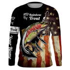 BlueJose Rainbow Trout Fishing Fish Hook American Flag Patriot Custom Name 3D Shirts