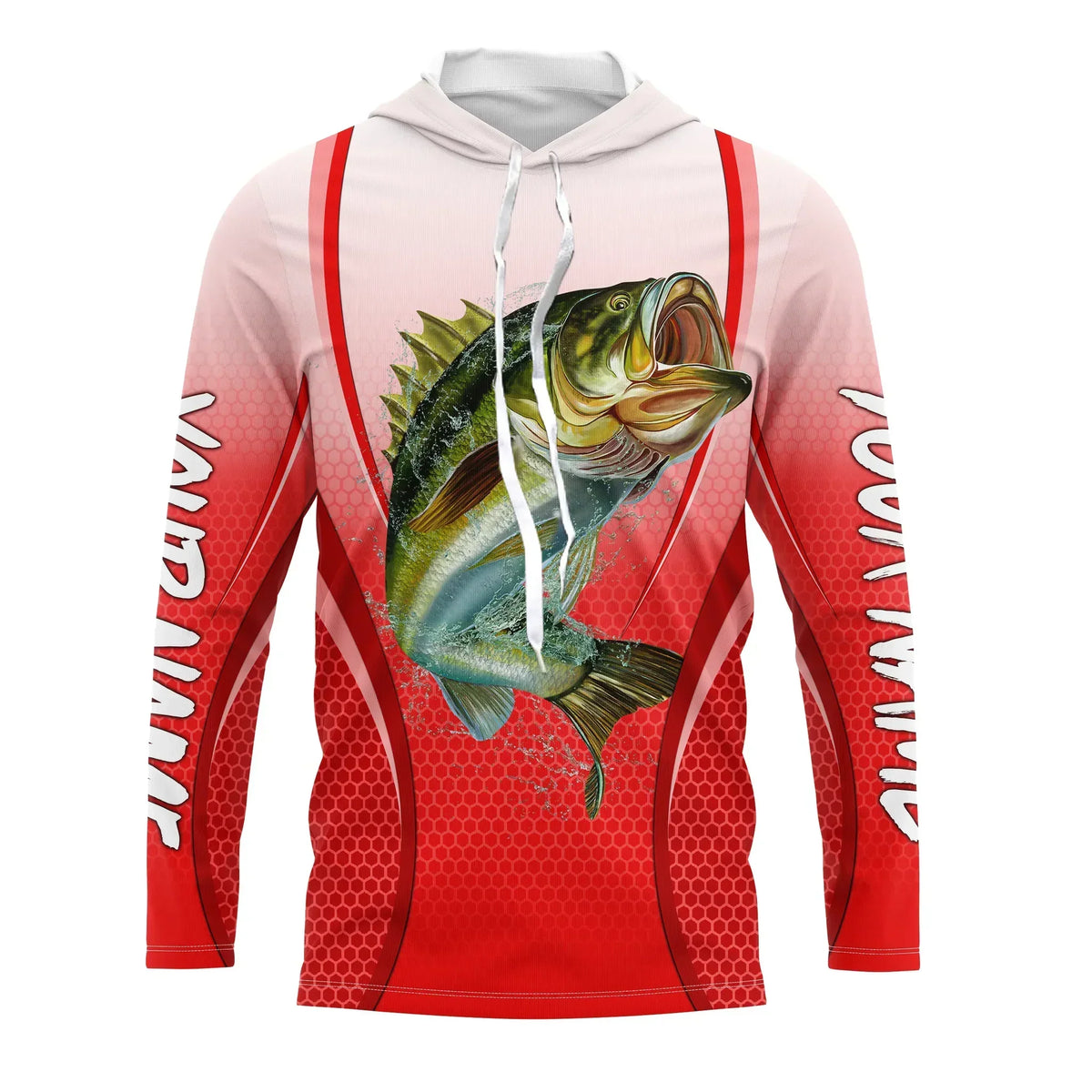 BlueJose Largemouth Bass Fishing Red Camo Bass Jersey Customize Name Bass Fishing Tournament Long Sleeve