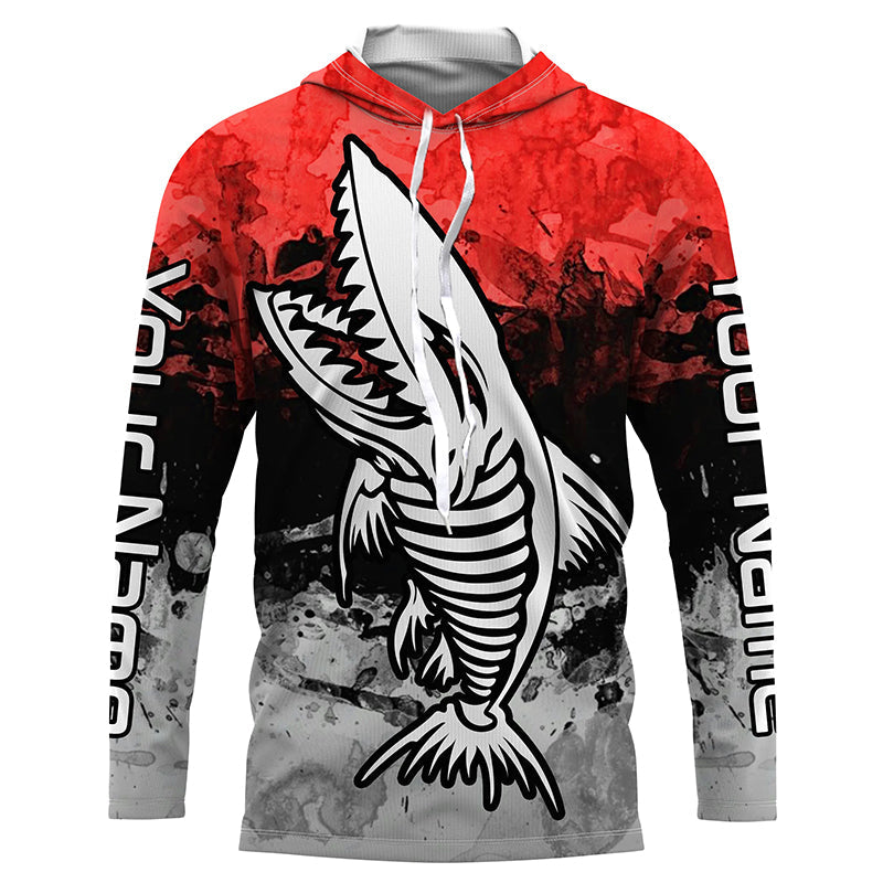 BlueJose Red Men's Skeleton Fish Custom Name 3D Shirt