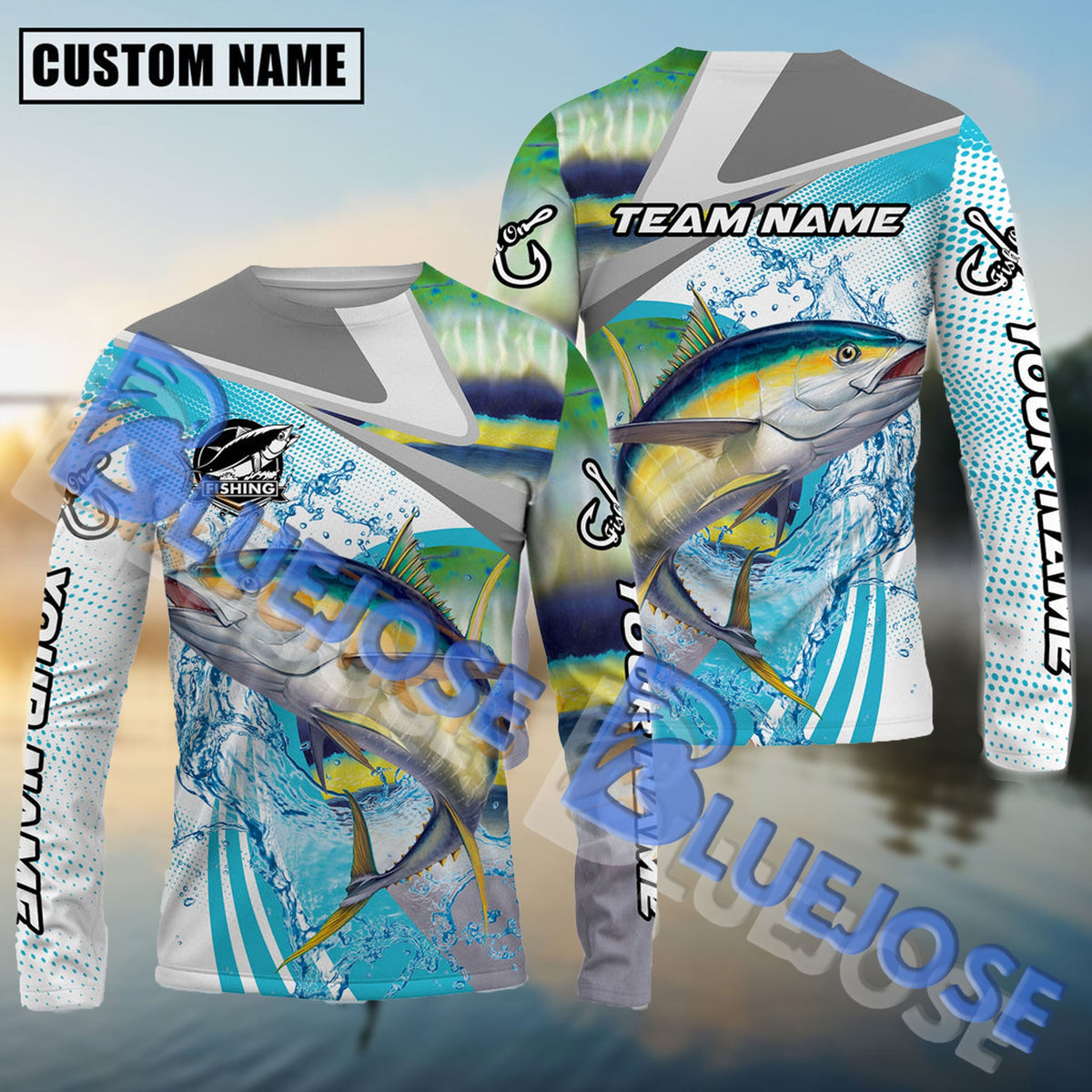 BlueJose Tuna Fishing Blue Water Sport Custom Name & Team Name 3D Shirts