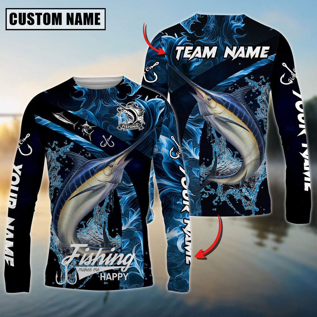 BlueJose Marlin Fishing Blue Smoke Custom Name & Team Name 3D Shirts