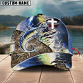 BlueJose Marlin Fishing American Flag & Cross Design with Camo Personalized Cap