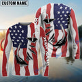 BlueJose Us Fishing Fish Hook American Flag   Custom Long Sleeves Shirts  Patriotic