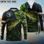 BlueJose Crappie Fishing Green Camo Custom Name Performance Long Sleeve   Fishing Shirts