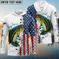 BlueJose American Flag Largemouth Bass Patriotic Fishing Customize Name 3D Shirts