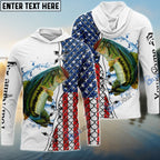 BlueJose American Flag Largemouth Bass Patriotic Fishing Customize Name 3D Shirts