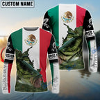 BlueJose Bass Fishing Mexico Flag Personalized Name 3D Shirts