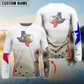 BlueJose Texas Slam Redfish, Speckled Trout, Flounder Fishing Texas Flag Custom Name 3D Shirts