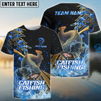 BlueJose Catfish Fishing Hooked Jump Splash Custom Name & Team Name 3D Shirts