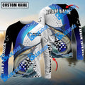 BlueJose Marlin Fishing Jersey Blue Camo Pattern Personalized Name And Team Name Long Sweat Shirt