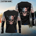 BlueJose Fishing Skull American Flag Personalized Name 3D Shirts