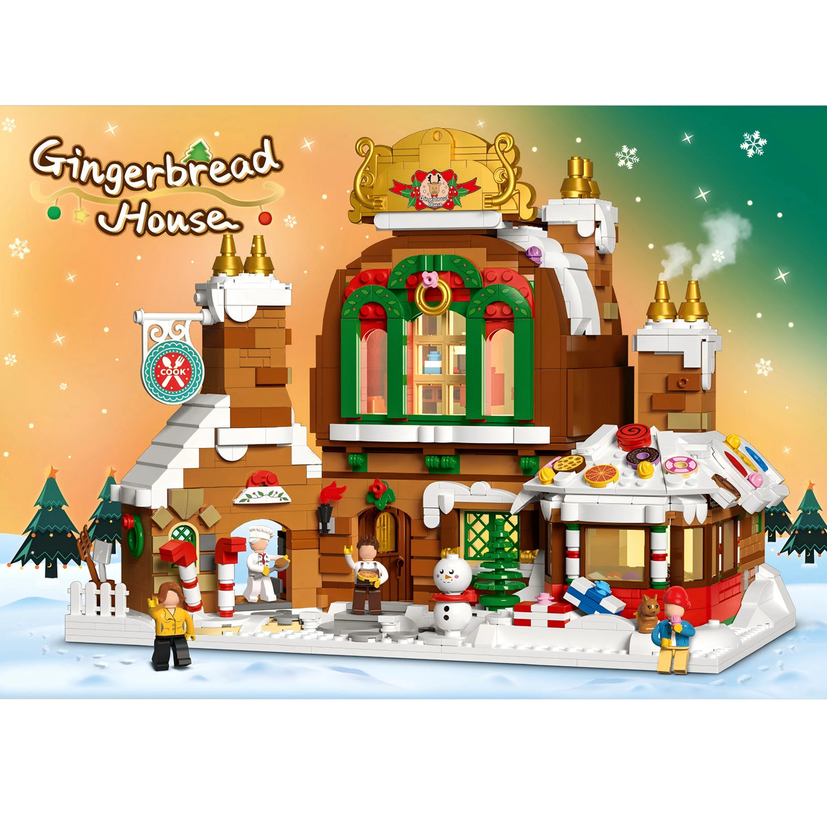 DIY Christmas house model building blocks, children's holiday toy assembly kit, Christmas gift, desk home Christmas decoration