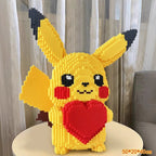 Pokemon Pikachu Building Blocks 45cm Light Up Heart Shape Bricks Toy Gift for Adults Kids Stress Relief