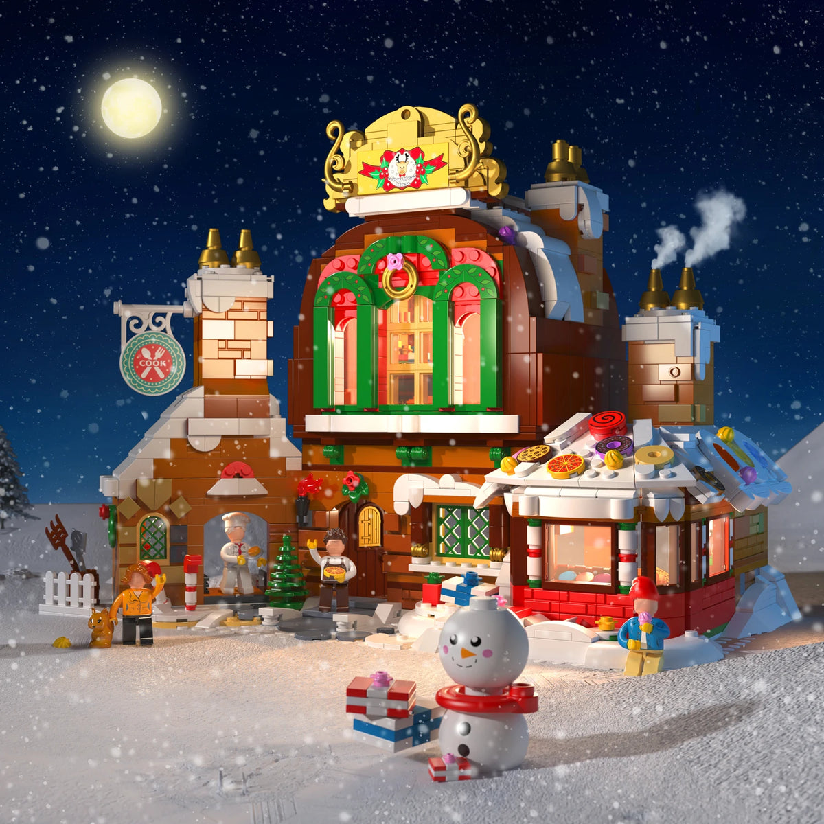 DIY Christmas house model building blocks, children's holiday toy assembly kit, Christmas gift, desk home Christmas decoration