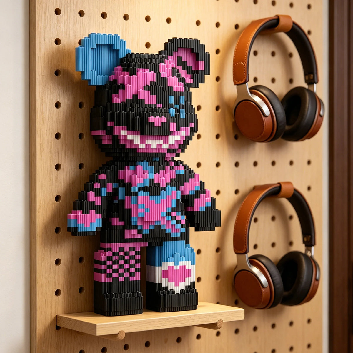 Graffiti Violent Bear Building Blocks DIY Micro Particle Assembly Toy Trendy Desk Decor Collectible Ornament Gift for Collectors