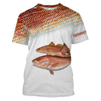 BlueJose Personalized Red Fish Puppy Drum Tournament Fishing 3D Shirts