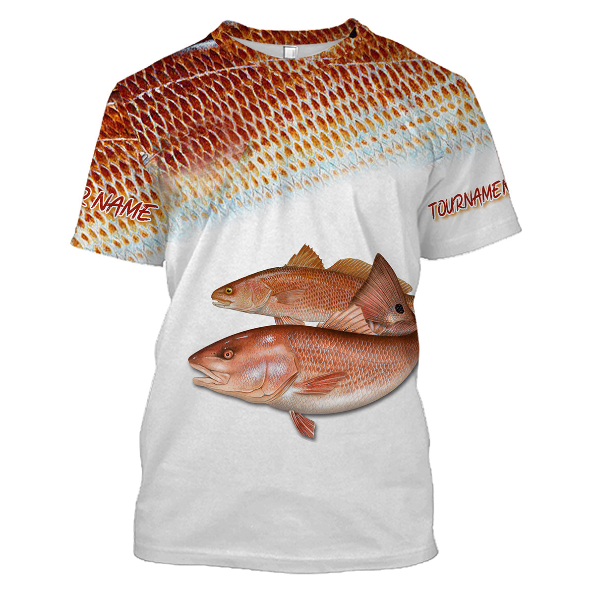 BlueJose Personalized Red Fish Puppy Drum Tournament Fishing 3D Shirts