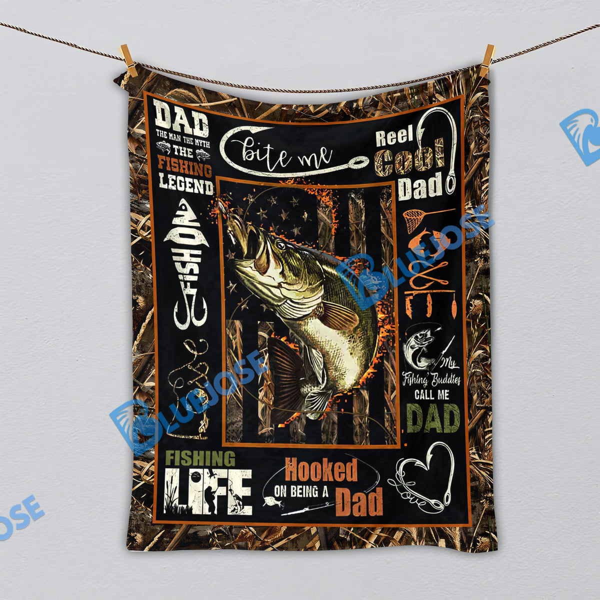 BlueJose Love My Dad Fishing Blanket