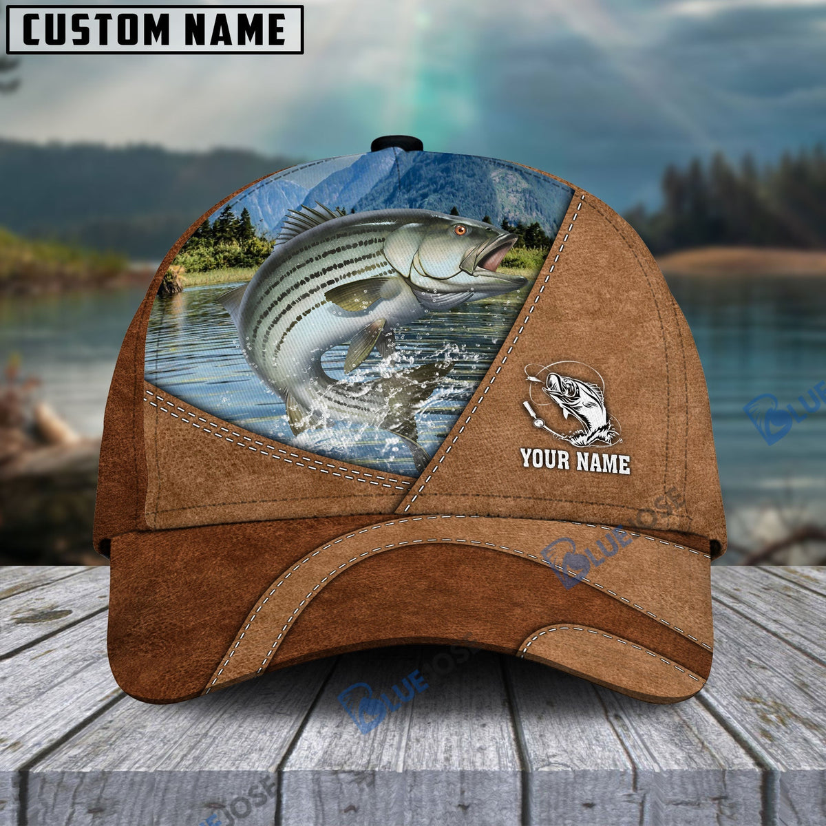 BlueJose Fishing Leather Pattern 2 Personalized Cap (13 Breeds)