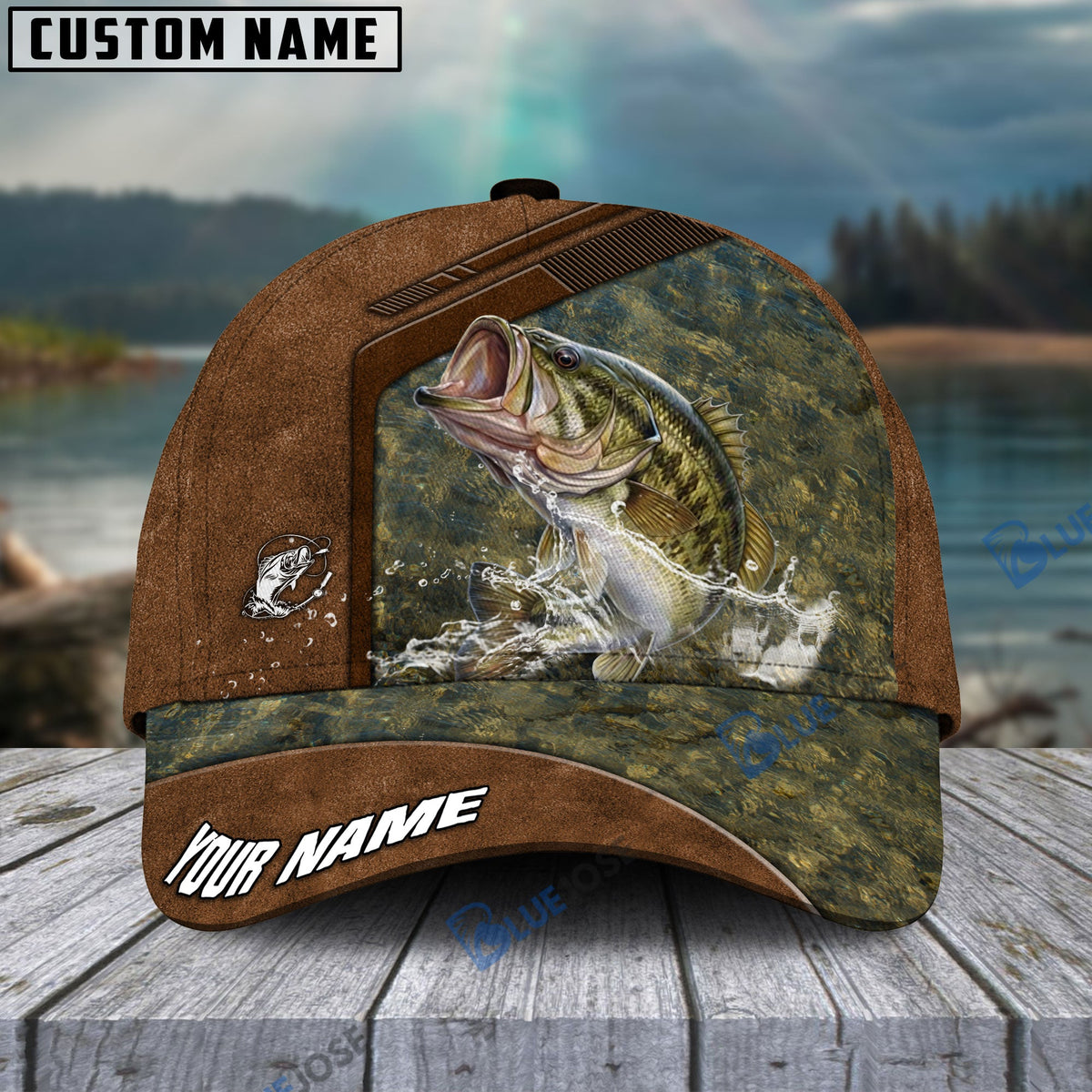 BlueJose Fishing Leather Pattern Personalized Cap (13 Breeds)